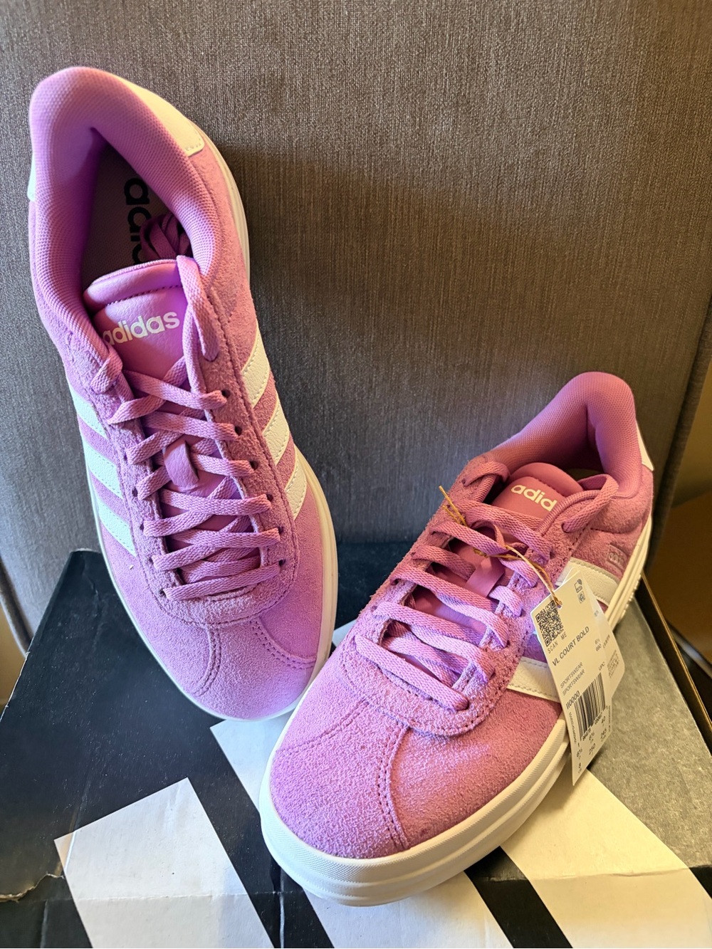 adidas Pink Suede Low-Top Sneakers with White Stripes